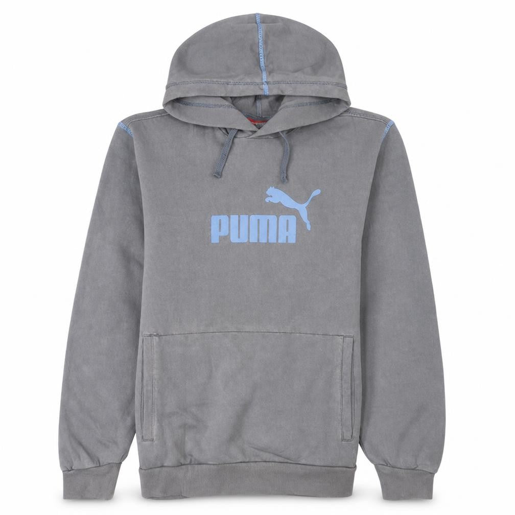 Puma Mens Grey Pullover Hoodie Medium Logo Fleece Sportswear