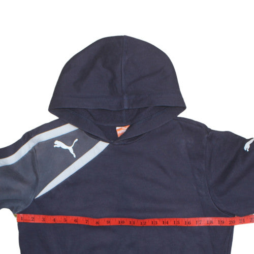 Puma Teens Blue Pullover Hoodie 164 Logo Sports Fleece Sweatshirt