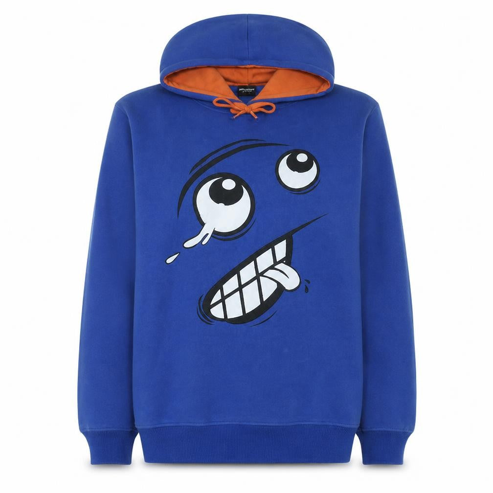 Fishbone Mens Blue XL Pullover Hoodie Graphic Funny Face Fleece