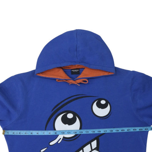 Fishbone Mens Blue XL Pullover Hoodie Graphic Funny Face Fleece