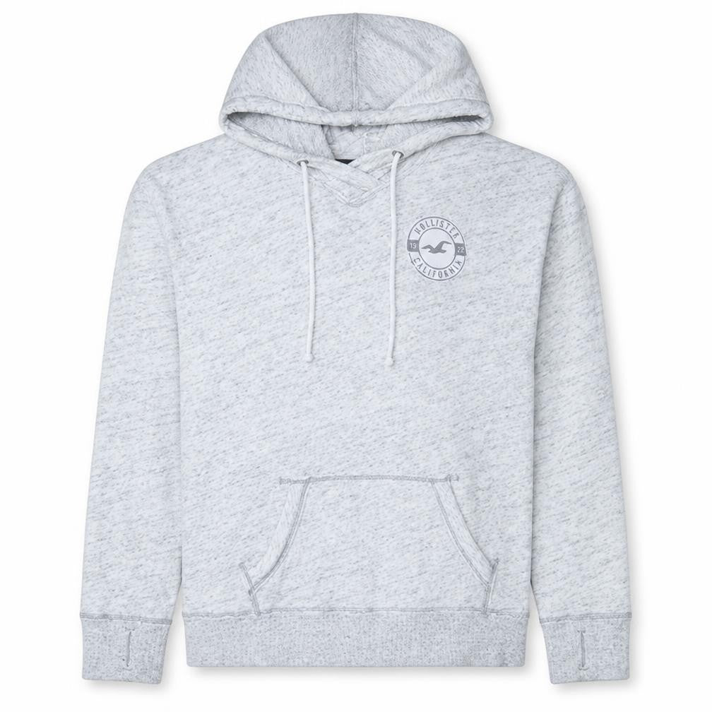 Hollister Men’s Grey XL Pullover Hoodie with Logo Print