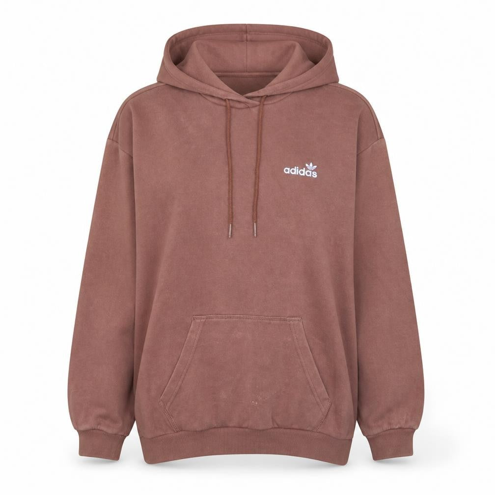 Adidas Womens Brown Pullover Hoodie Size 12 Cotton Blend Logo Design