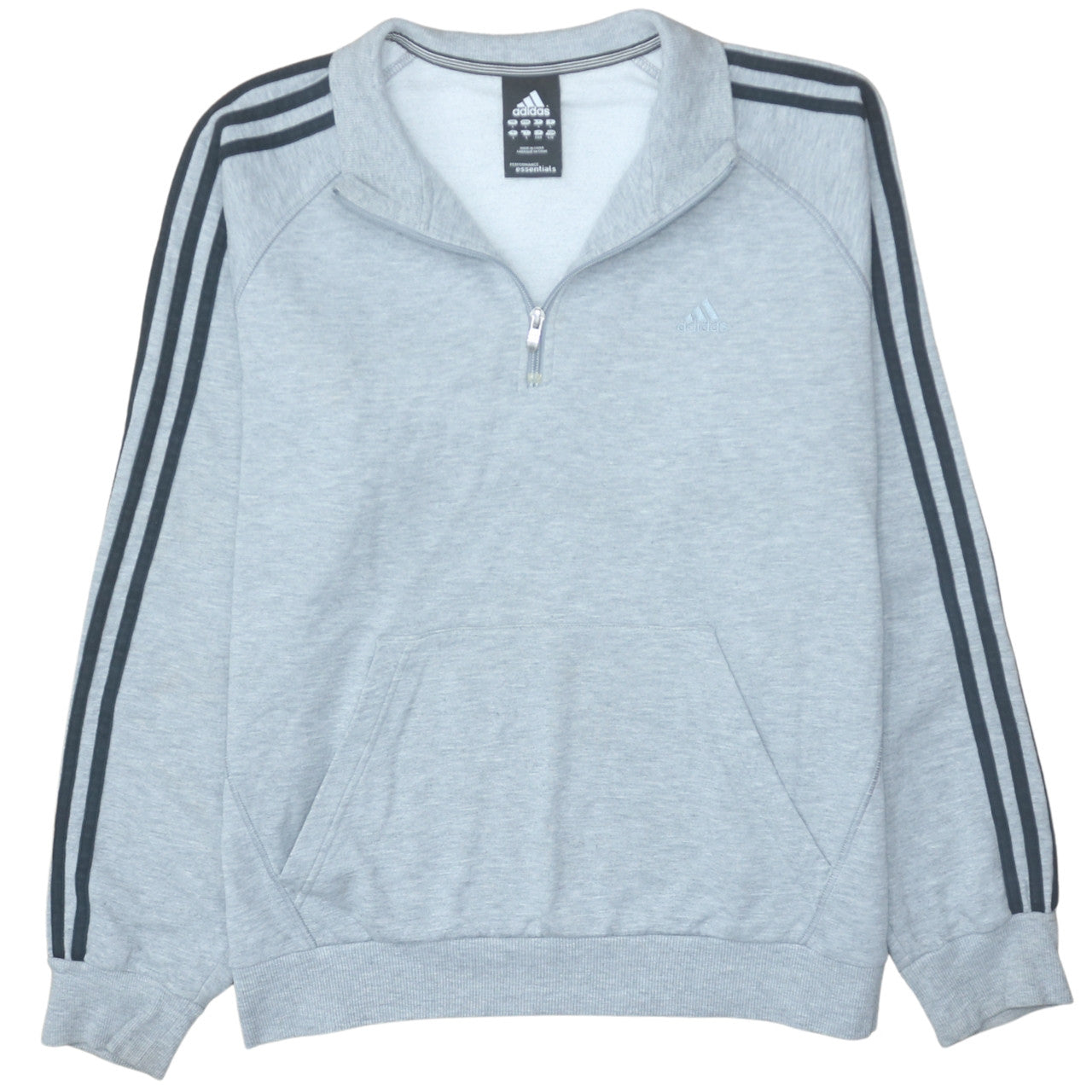 adidas Men's Grey 1/2 Zip Sweatshirt L Performance Essentials