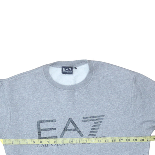 Emporio Armani EA7 Men's Grey Small Crew Neck Sweatshirt Cotton Blend