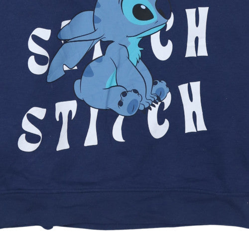 Disney Women's Navy Blue Stitch Pullover Hoodie 2XL