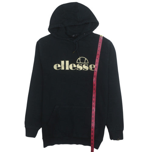 Ellesse Mens Black Pullover Hoodie S Gold Logo Sweatshirt