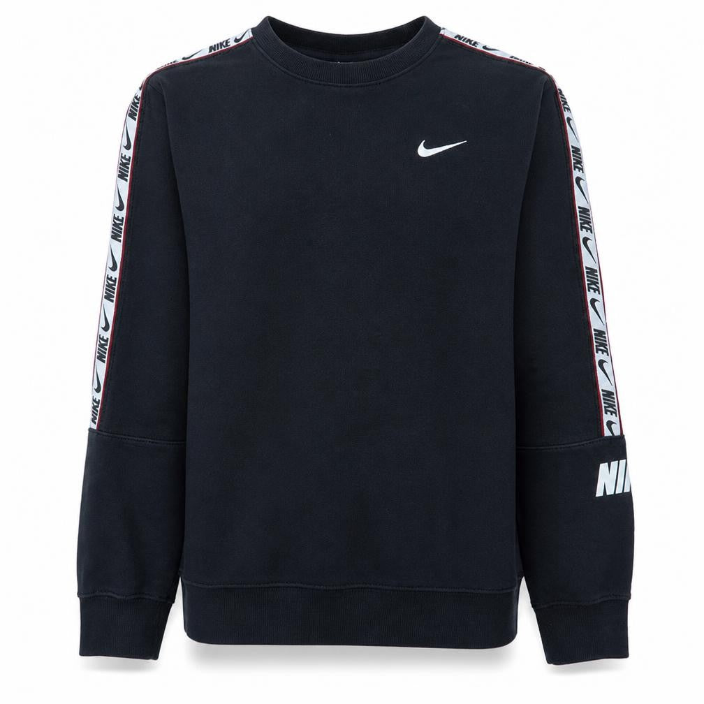 Nike Men's Black Small Crew Neck Logo Sweatshirt Cotton Blend