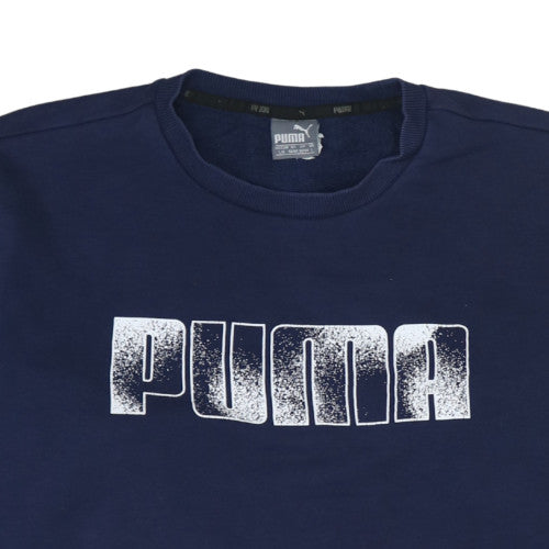 Puma Men Blue Pullover Sweatshirt L Regular Fit Crew Neck