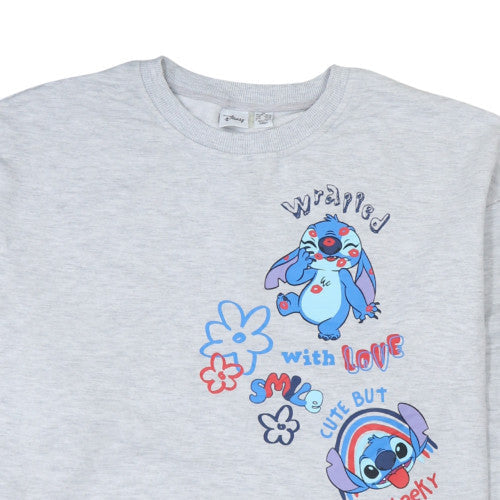 Disney Women Grey Stitch Pullover Sweatshirt Size 18/20 Graphic Print