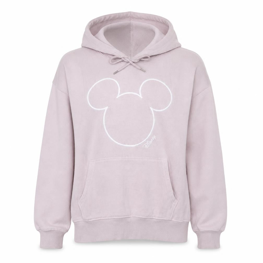 H&M Disney L.O.G.G. Pink Hoodie Women L Pullover Mickey Cotton