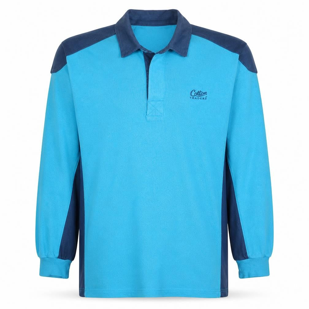 Cotton Traders Men’s Blue Collared Henley Sweatshirt Size M