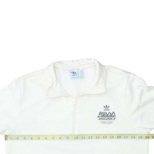 Adidas Boys White 1/2 Zip Fleece Sweatshirt 15-16 Years Originals Logo