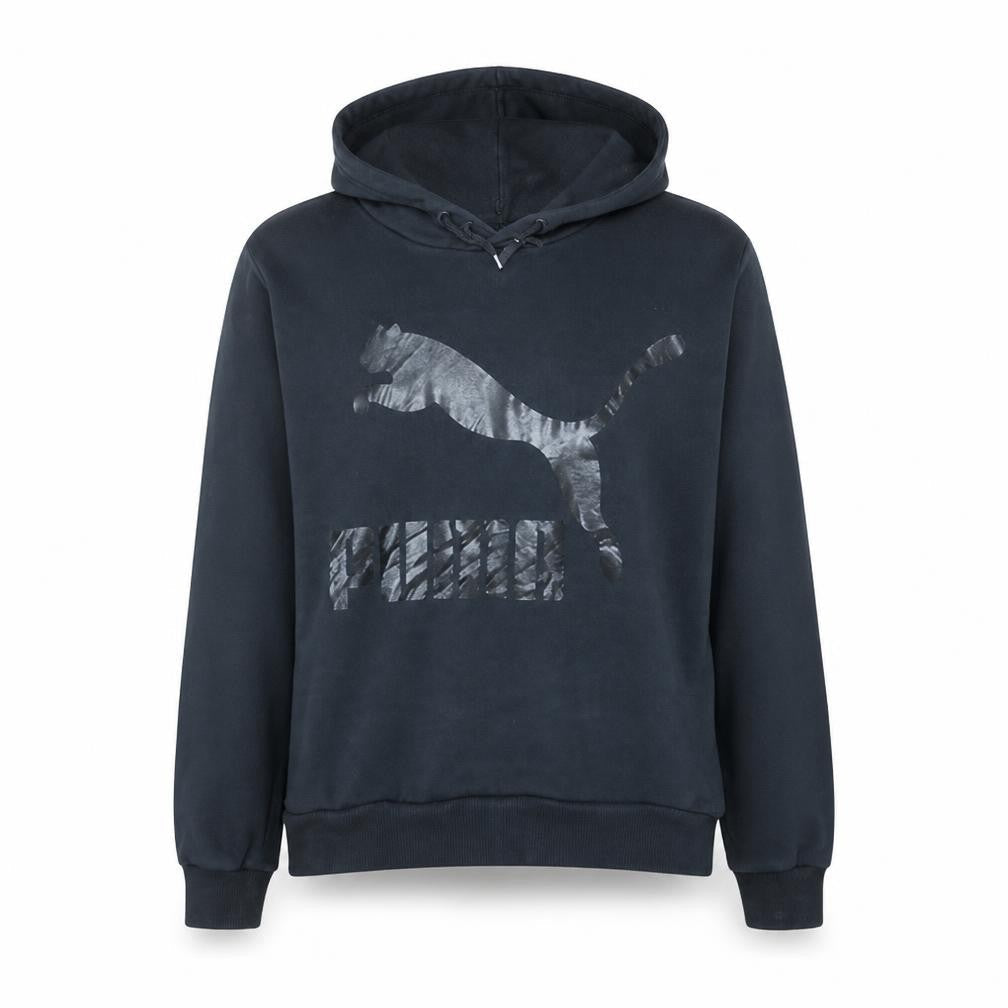 Puma Women's Black Pullover Hoodie Large Logo Sweatshirt