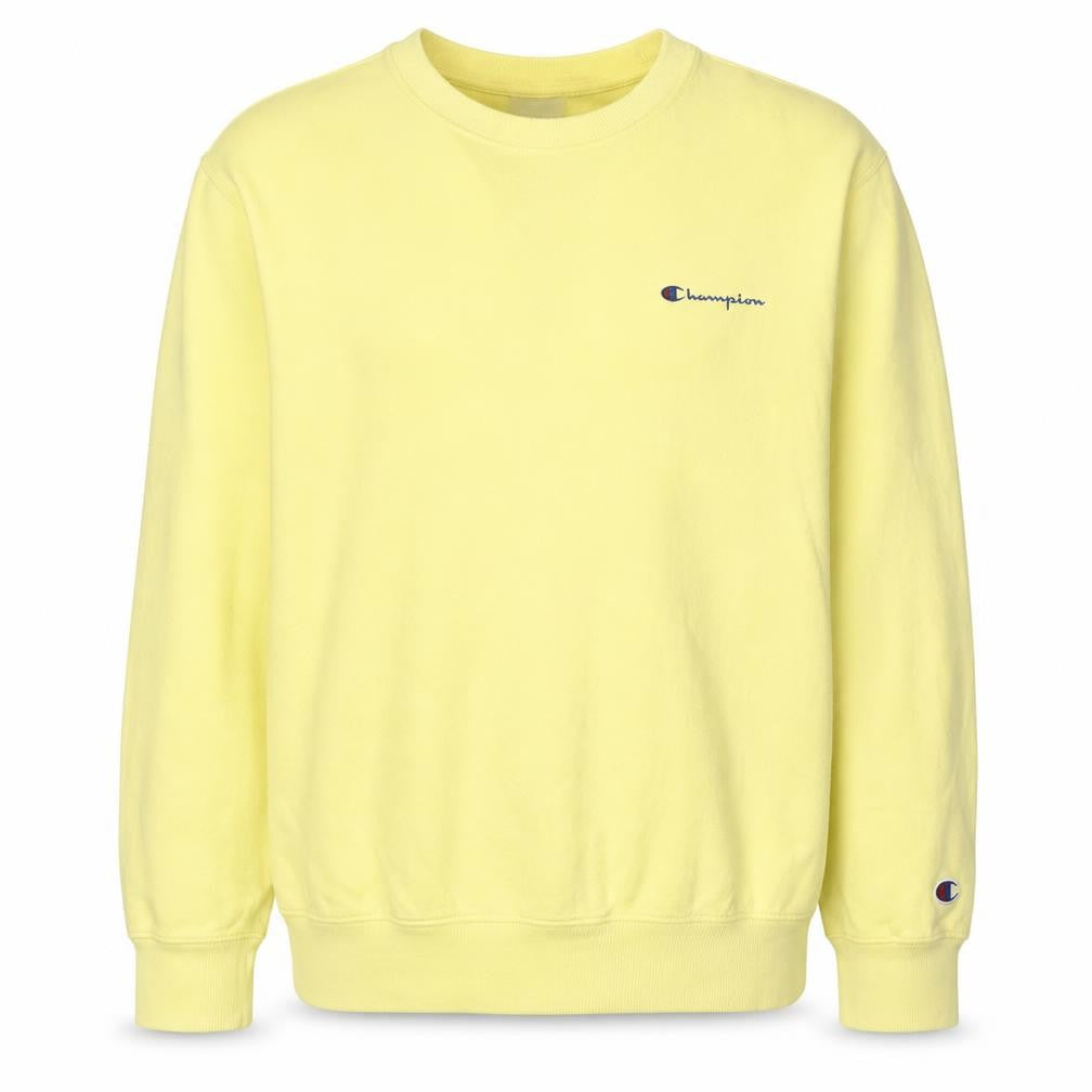 Champion Men's Yellow Crew Neck Pullover Sweatshirt Small
