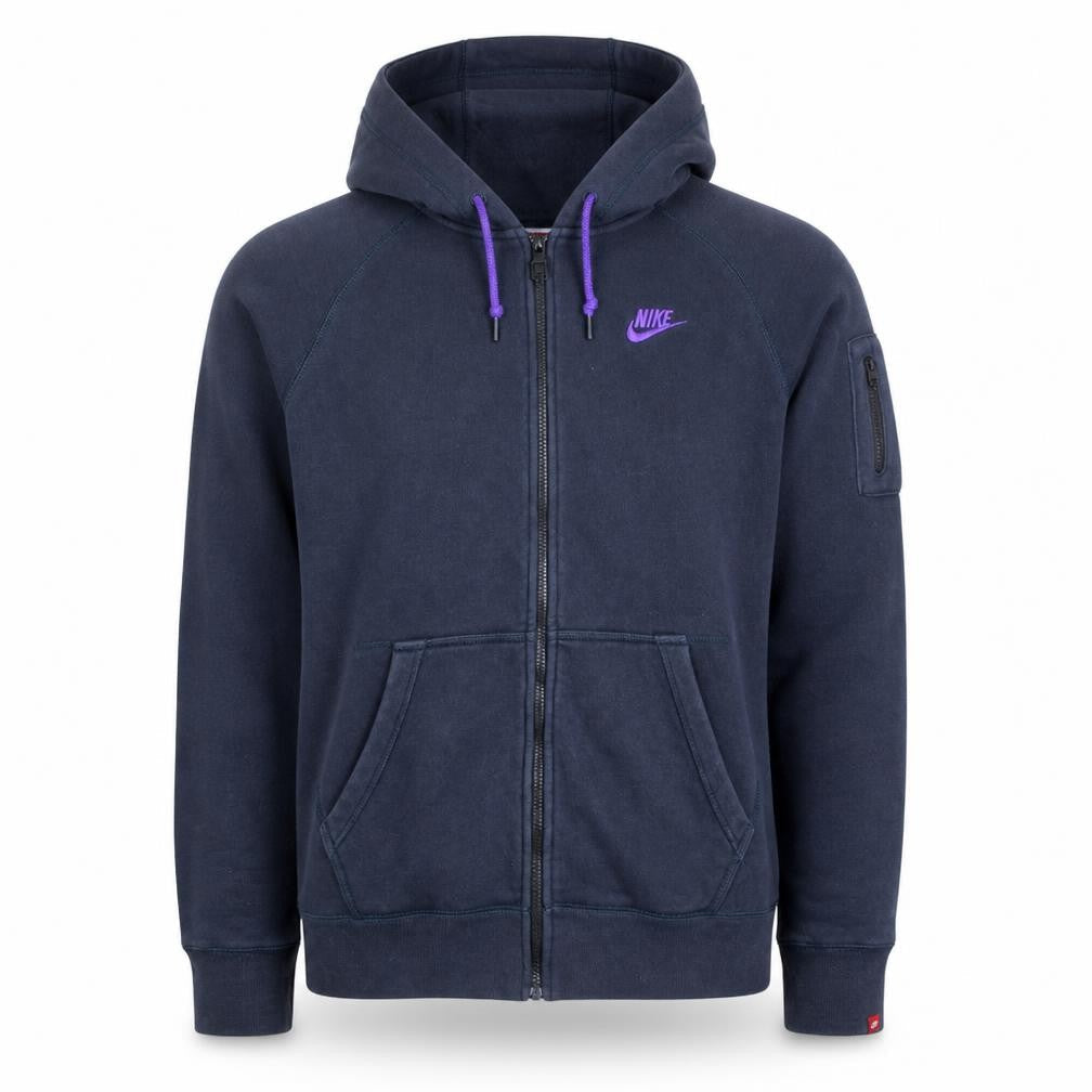 Nike Men's Blue Full Zip Hoodie Size L Cotton Blend