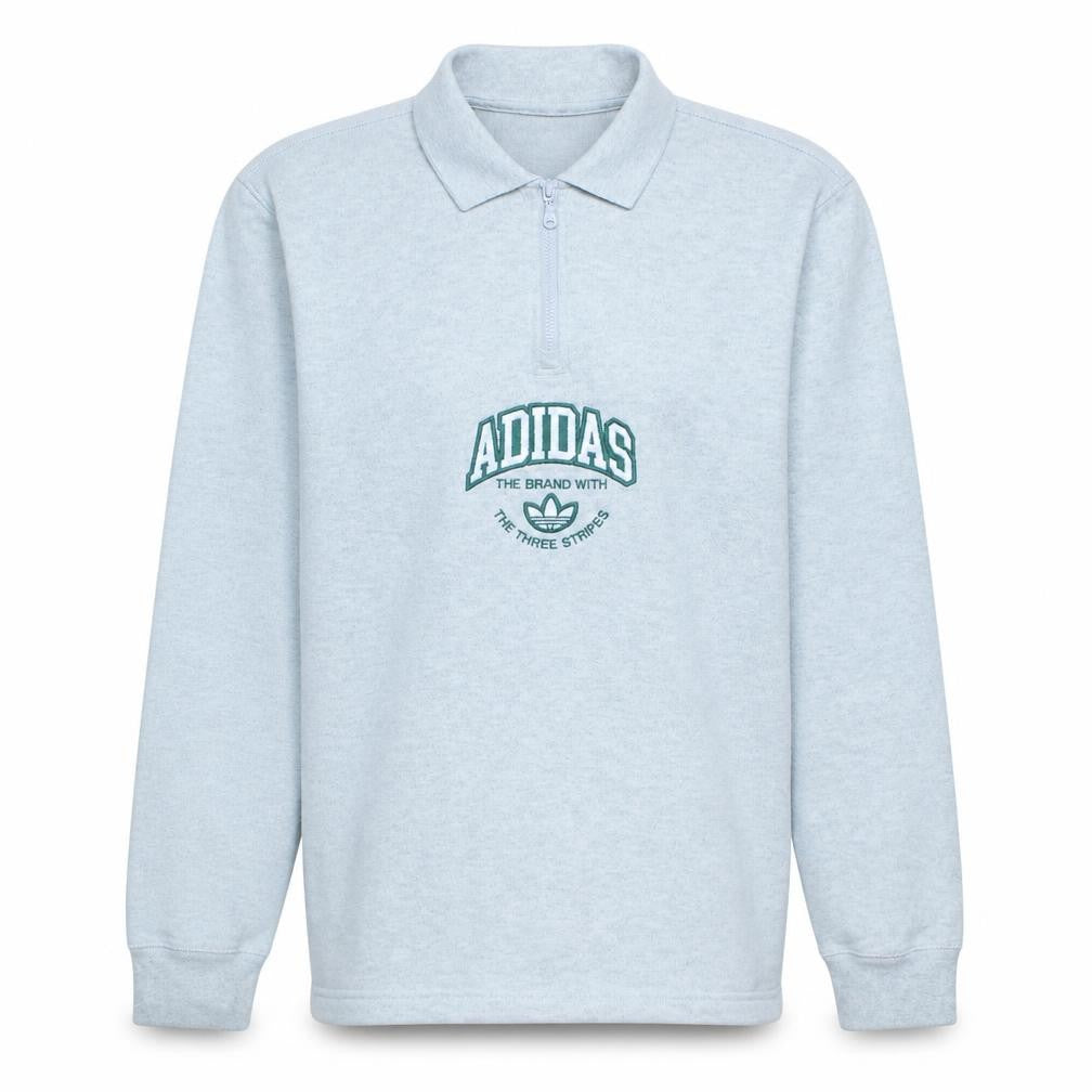 Adidas Men Grey 1/4 Zip Collared Sweatshirt Medium Embroidered Logo