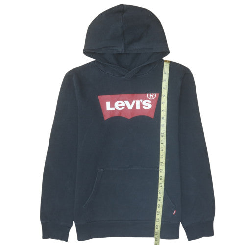 Levi's Boys Black Pullover Fleece Hoodie 16 Years Logo Print Casual Sweatshirt