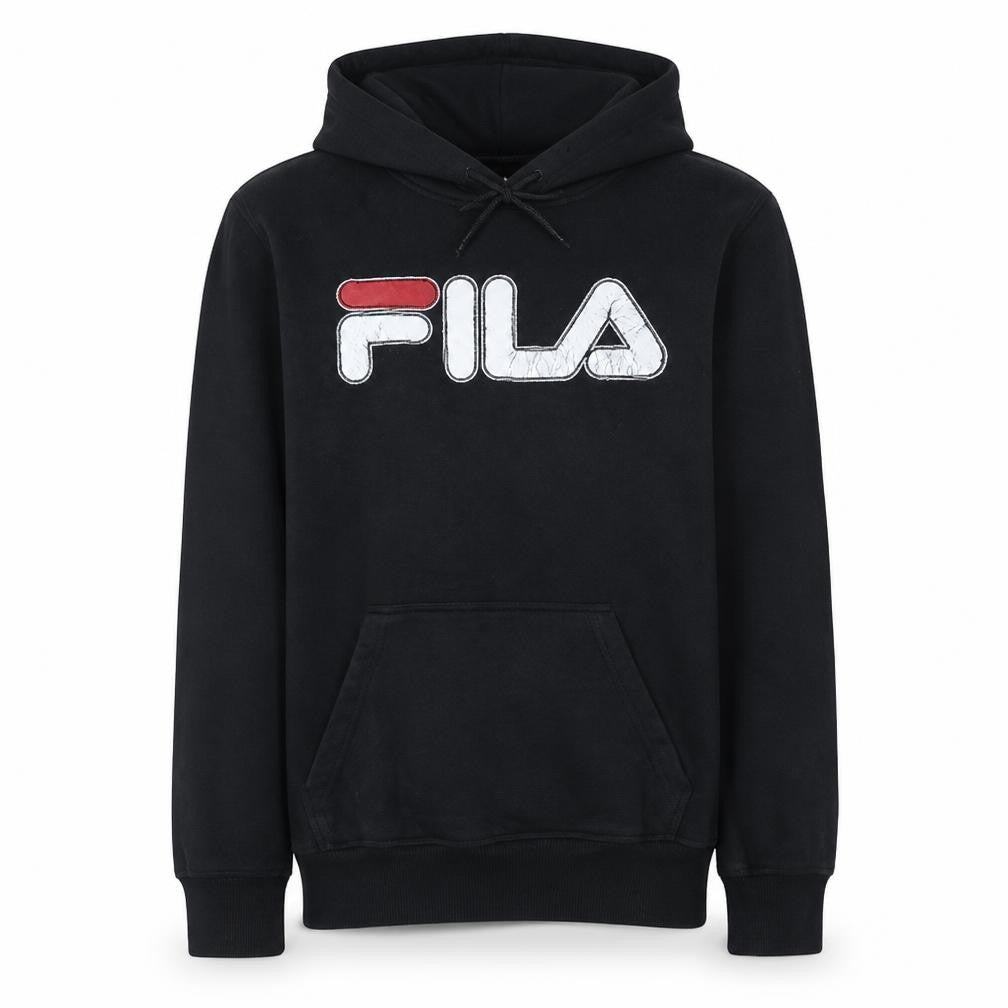 FILA Men's Black Pullover Hoodie L Logo Graphic Sportswear