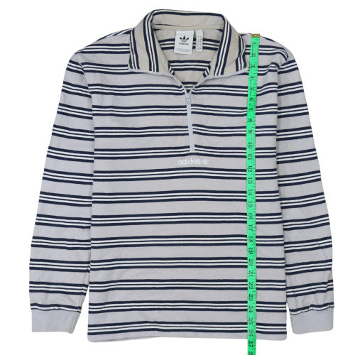 Adidas Mens Grey Striped 1/2 Zip Sweatshirt Size S Long Sleeve
