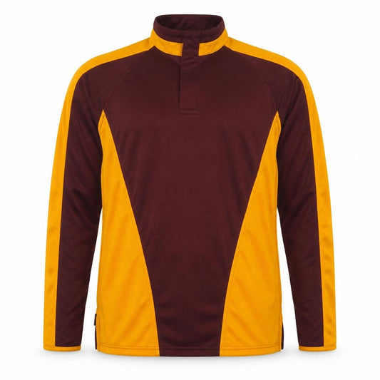 Falcon Men's Maroon and Gold Long Sleeve Polo Shirt Size S