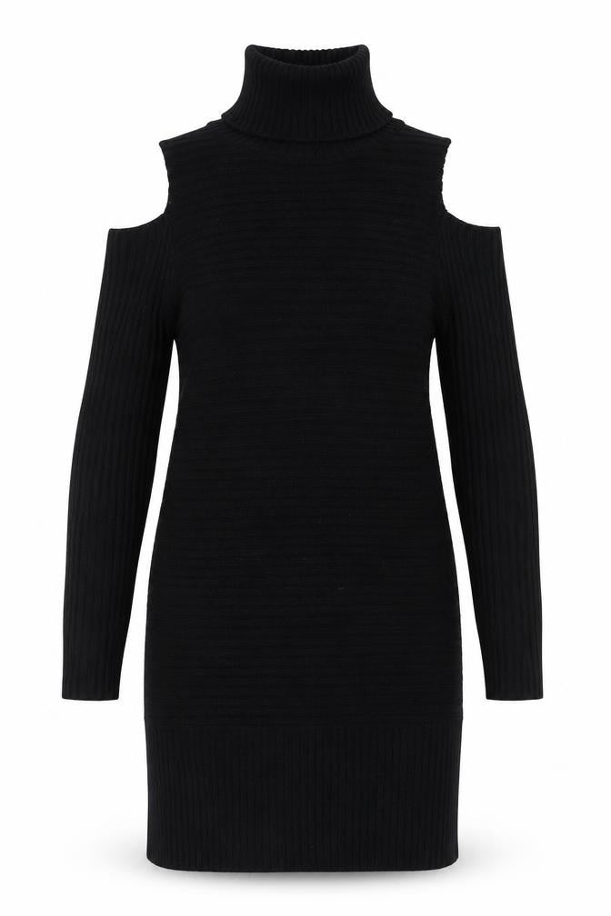 Noisy May Womens Black S Knit Bodycon Cold Shoulder Dress