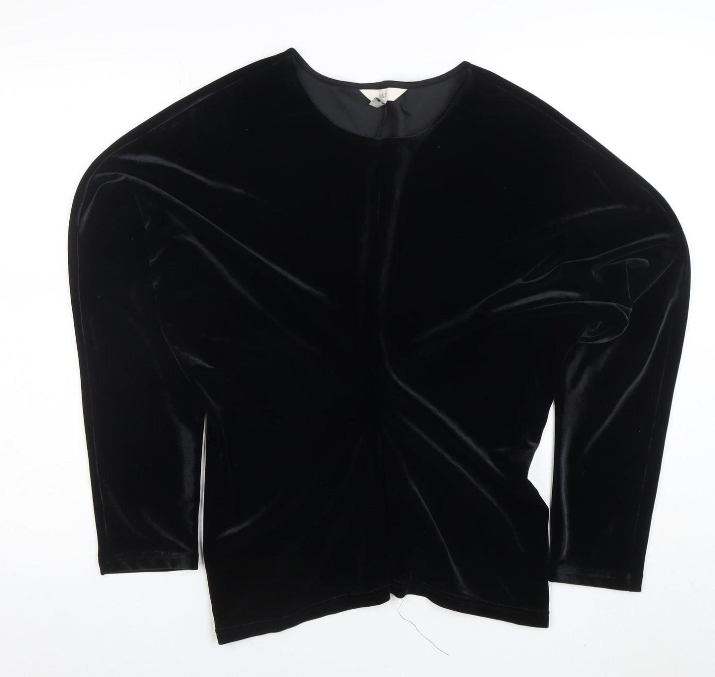 Marks and Spencer Women's Black Velvet Long Sleeve Blouse Size 14