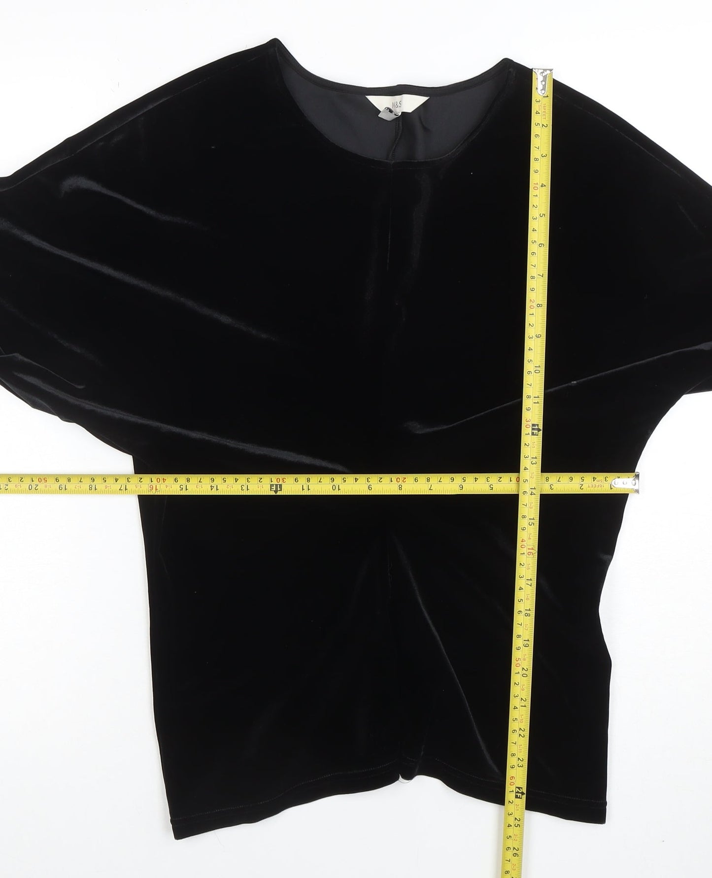 Marks and Spencer Women's Black Velvet Long Sleeve Blouse Size 14