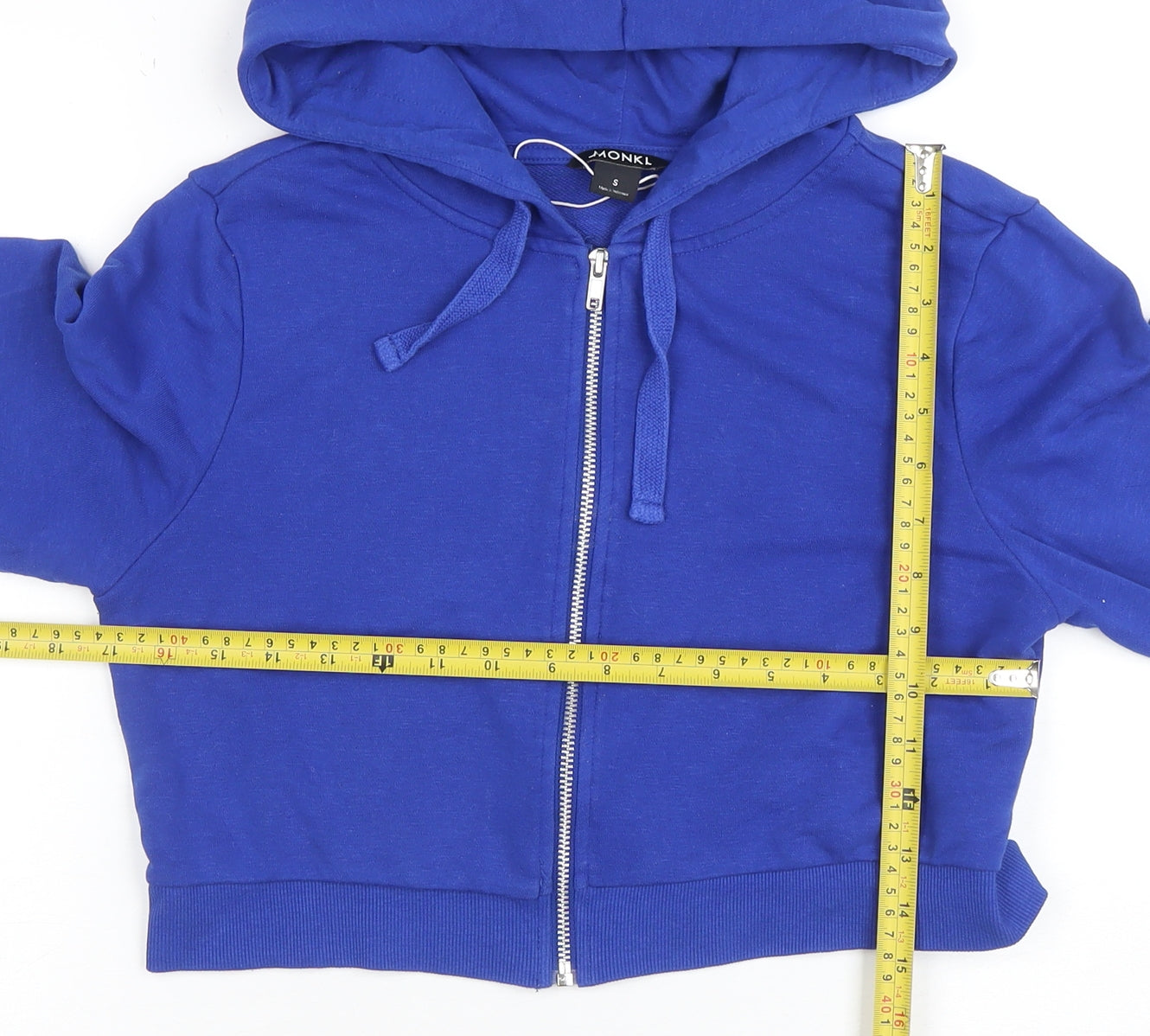 Monki Women's Blue Full Zip Hooded Sweatshirt Size S