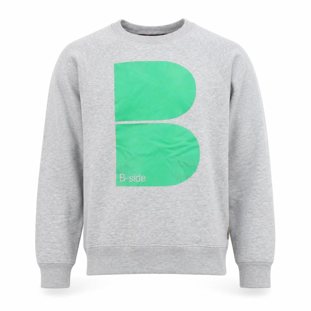 B-side Mens Grey Crew Neck Sweatshirt M Graphic Urban Pullover
