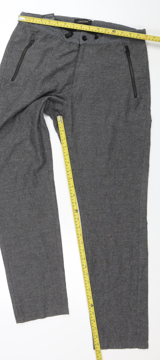 Jaeger Women Grey Wool Blend Straight Trousers M