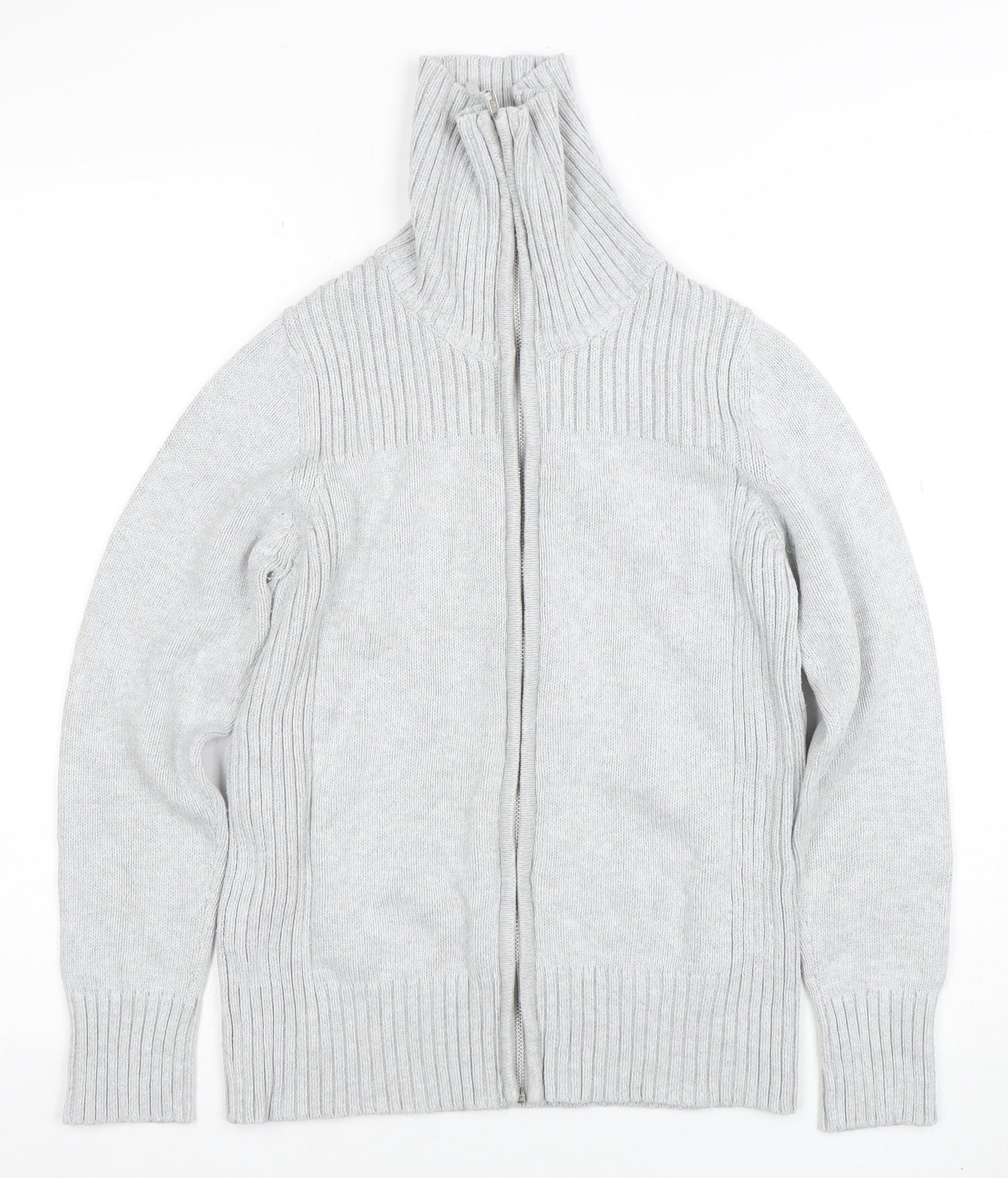 Marks and Spencer Women's Grey Size 12 Roll Neck Full Zip Jumper