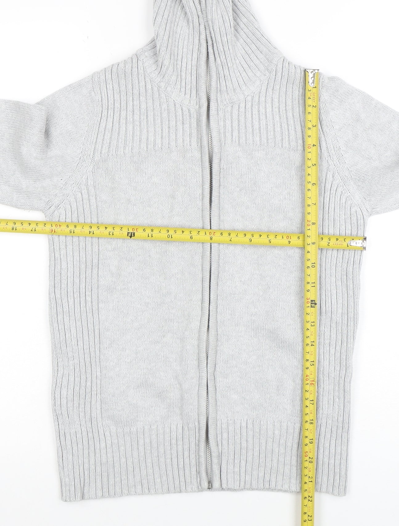 Marks and Spencer Women's Grey Size 12 Roll Neck Full Zip Jumper