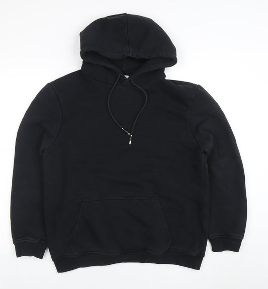 ARNE Women Black M Pullover Hoodie Cotton Blend Casual Sweatshirt