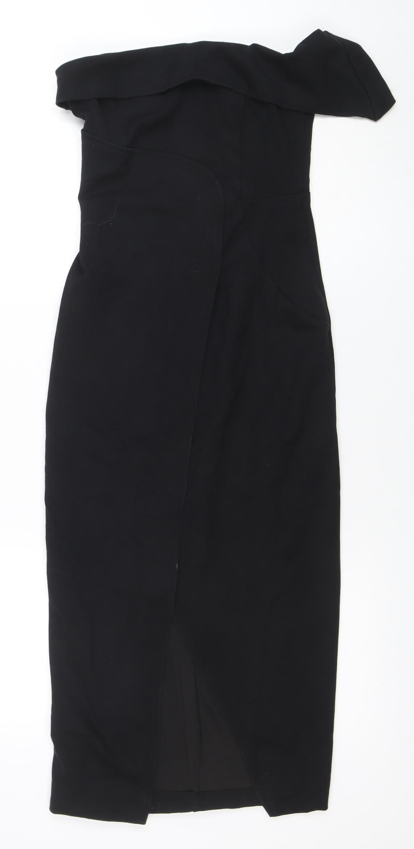 Lavish Alice Women's Black Size 6 Off Shoulder Bodycon Midi Dress