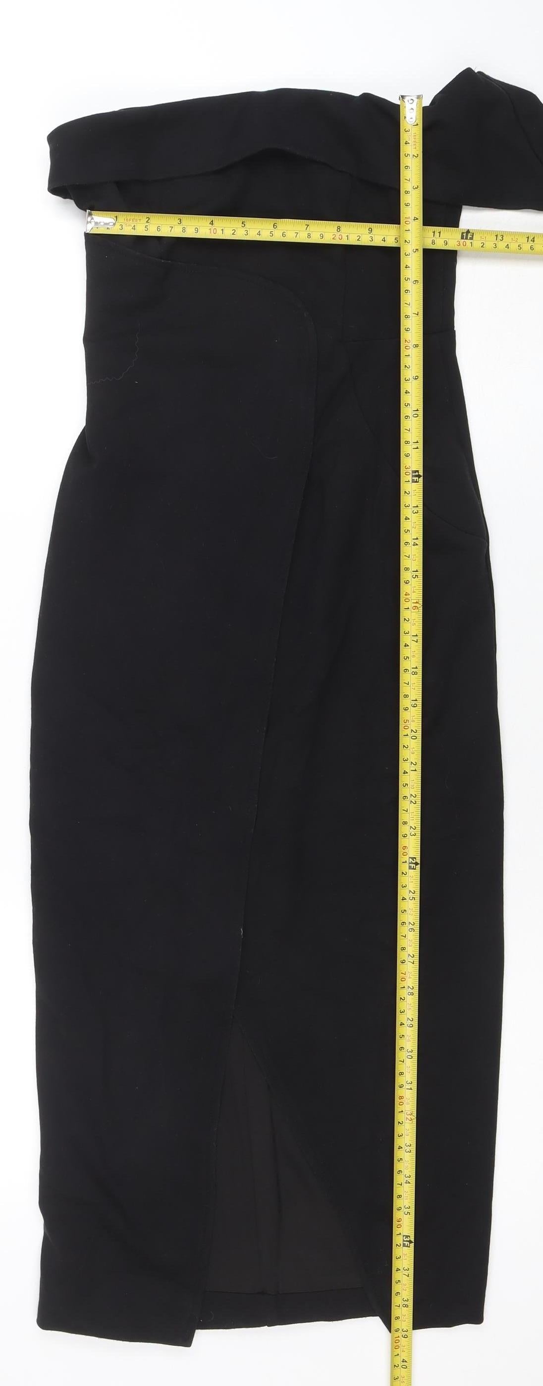 Lavish Alice Women's Black Size 6 Off Shoulder Bodycon Midi Dress