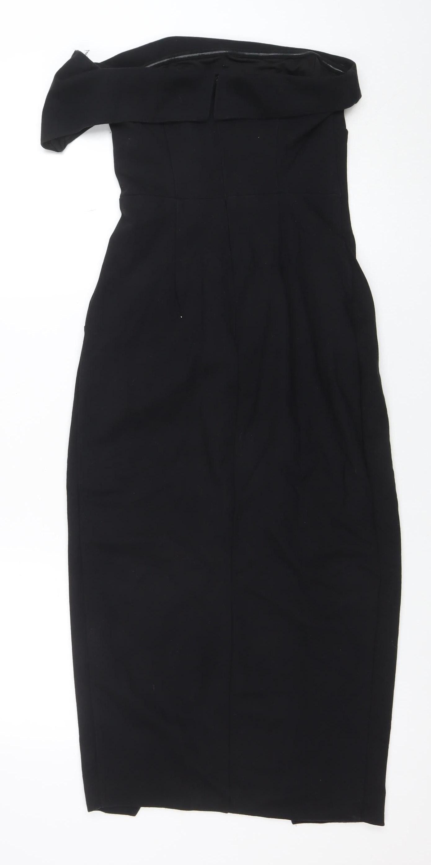 Lavish Alice Women's Black Size 6 Off Shoulder Bodycon Midi Dress