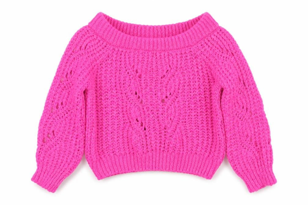 River Island Women’s Pink Open-Knit Boat Neck Jumper Size 12