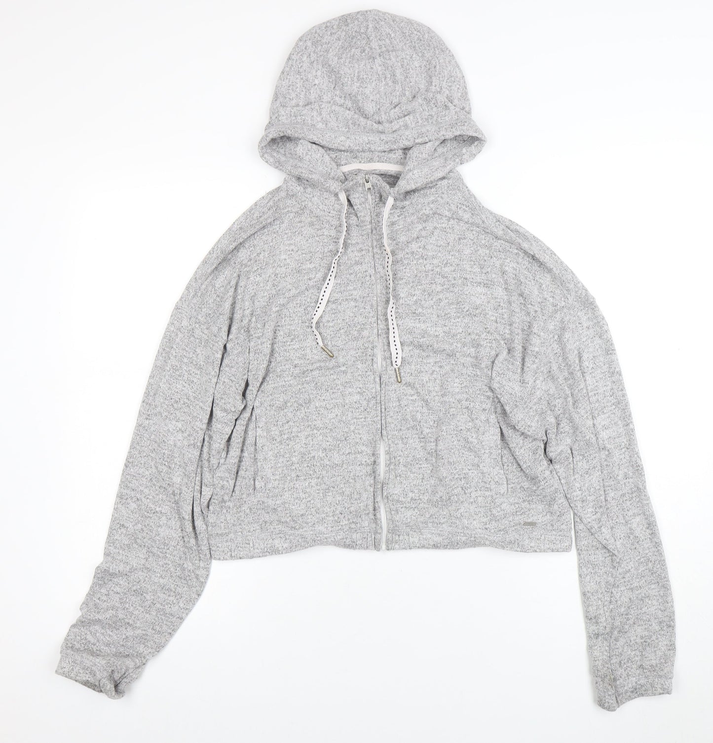 Hollister Women Grey Full Zip Hoodie Small Soft Knit Casual