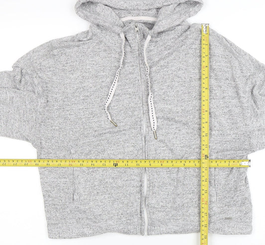 Hollister Women Grey Full Zip Hoodie Small Soft Knit Casual