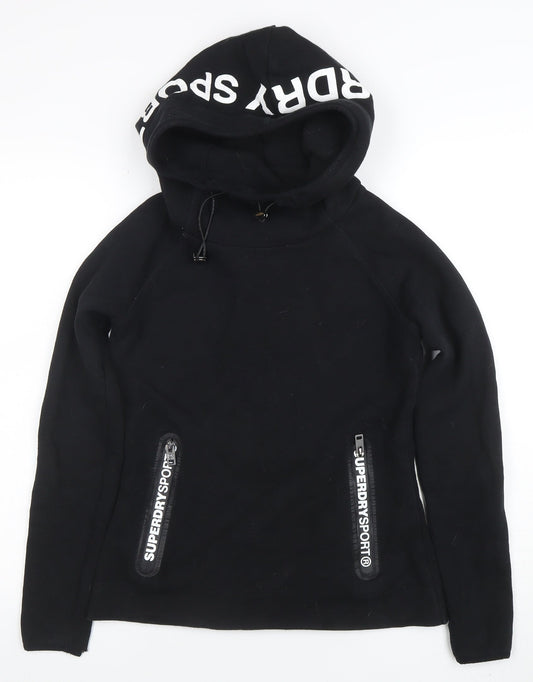 Superdry Sport Womens Black XS Pullover Hoodie Drawstring Pockets