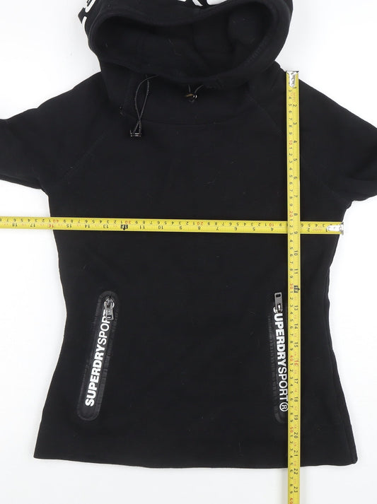 Superdry Sport Womens Black XS Pullover Hoodie Drawstring Pockets
