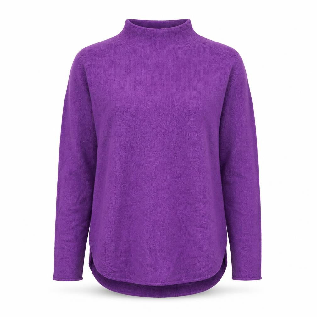 NOOSNOW Womens Purple Wool Blend Mock Neck Long Sleeve Jumper M