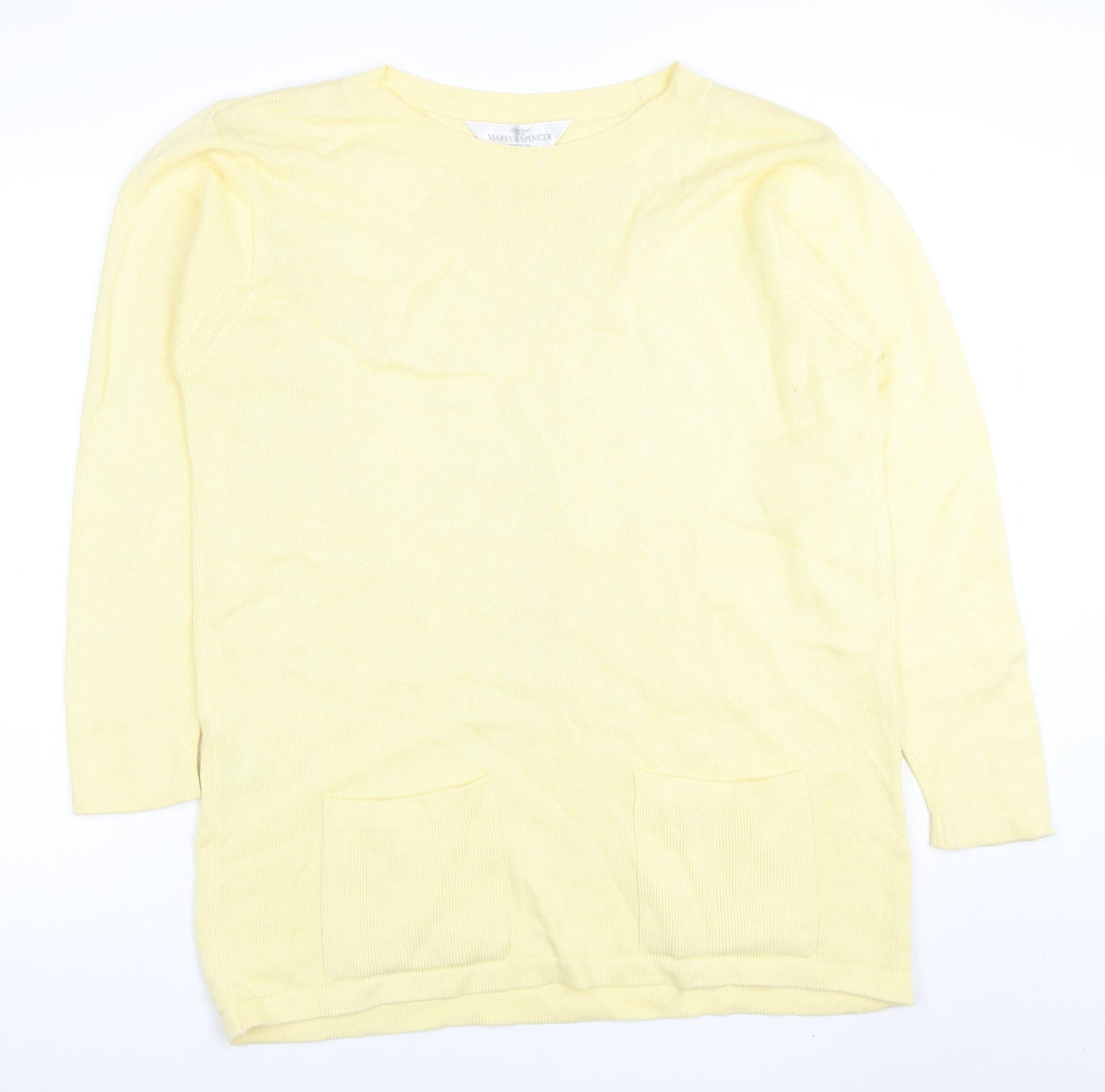 Marks and Spencer Women Yellow Cotton Long Sleeve Tunic Jumper Size 10