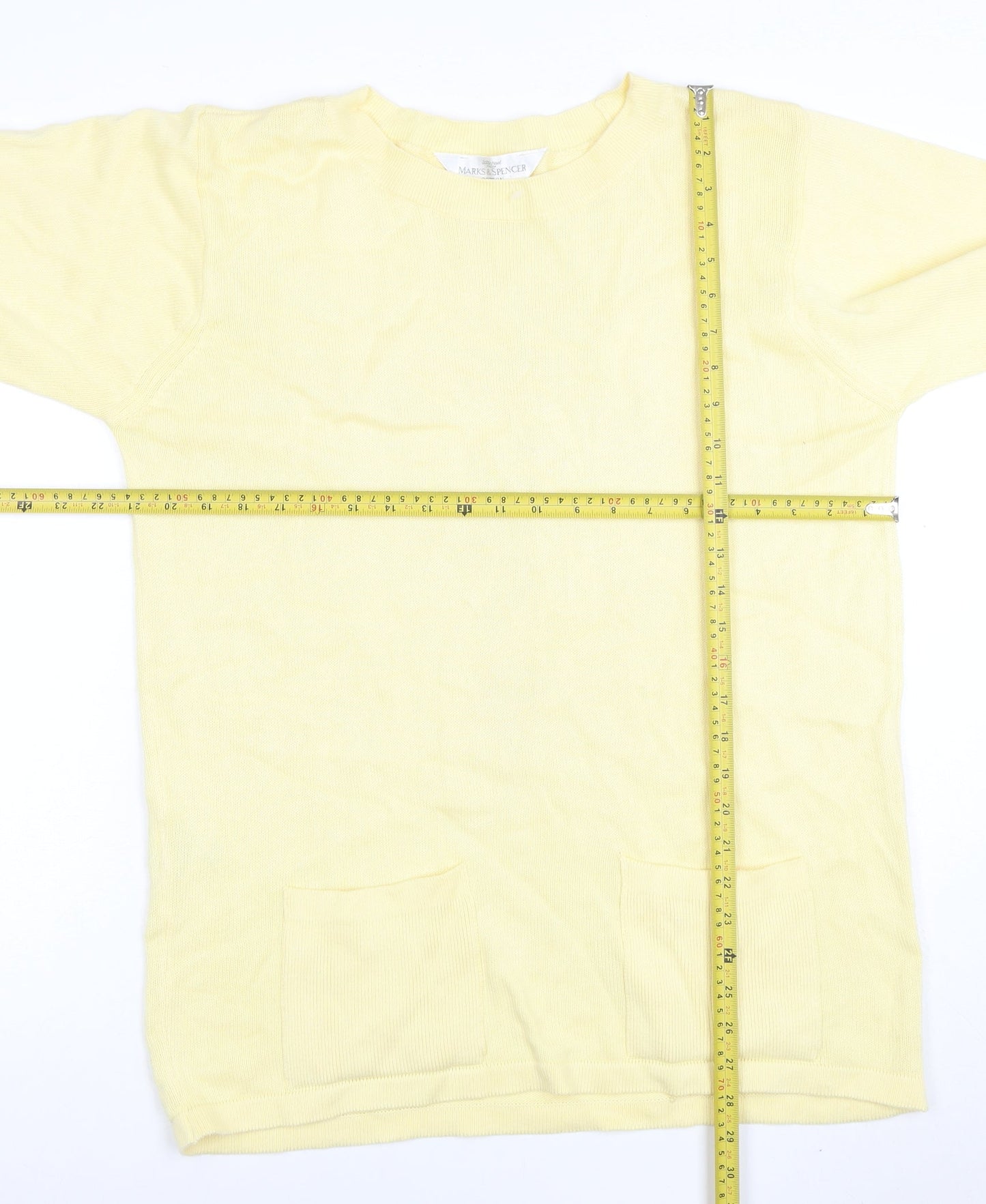 Marks and Spencer Women Yellow Cotton Long Sleeve Tunic Jumper Size 10
