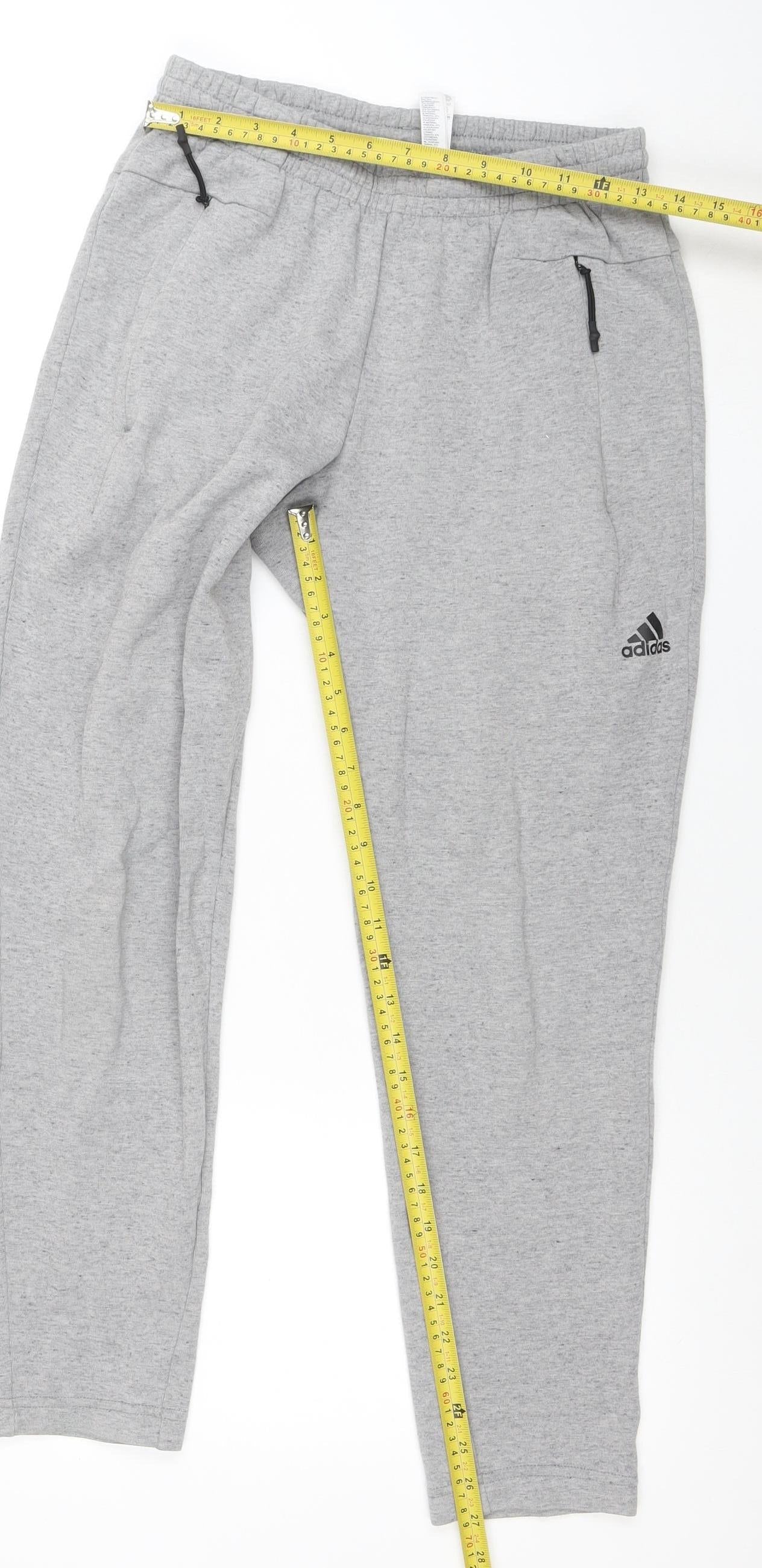 Adidas Mens Grey Sweatpants S Regular Fit Fleece Activewear Trousers