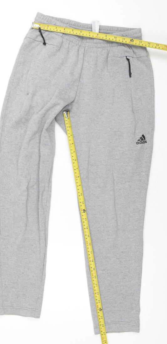 Adidas Mens Grey Sweatpants S Regular Fit Fleece Activewear Trousers