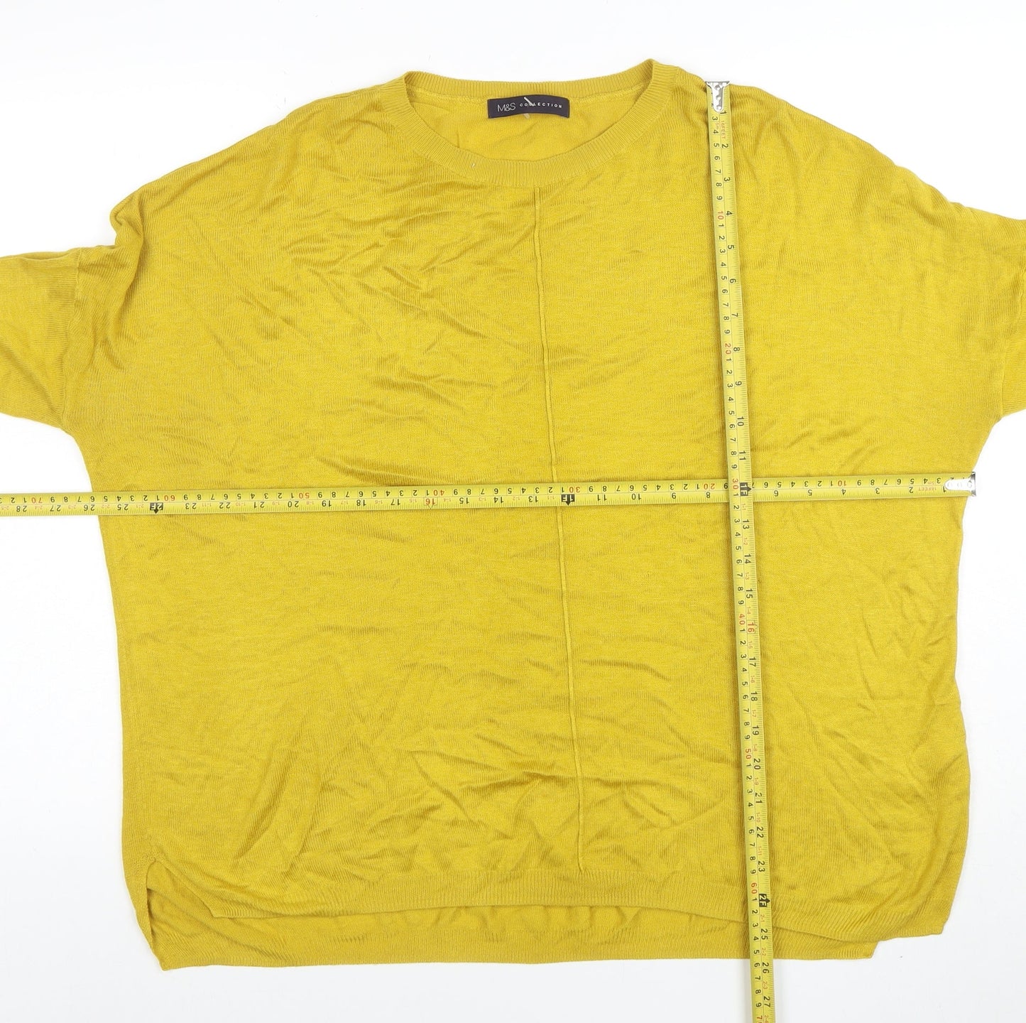 Marks and Spencer Women Yellow XL Relaxed Fit Knit Jumper