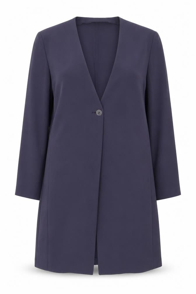 Windsmoor Women's Blue Long Single-Breasted Overcoat Size 18