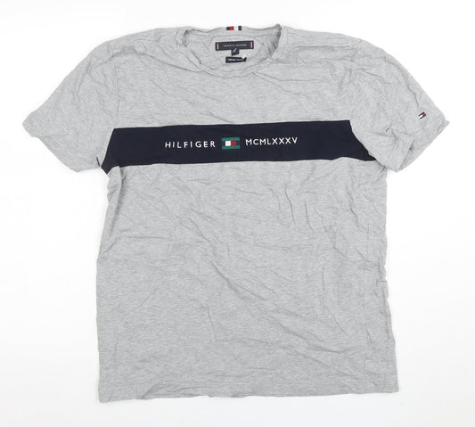 Tommy Hilfiger Men's Grey Organic Cotton Short Sleeve T-Shirt L