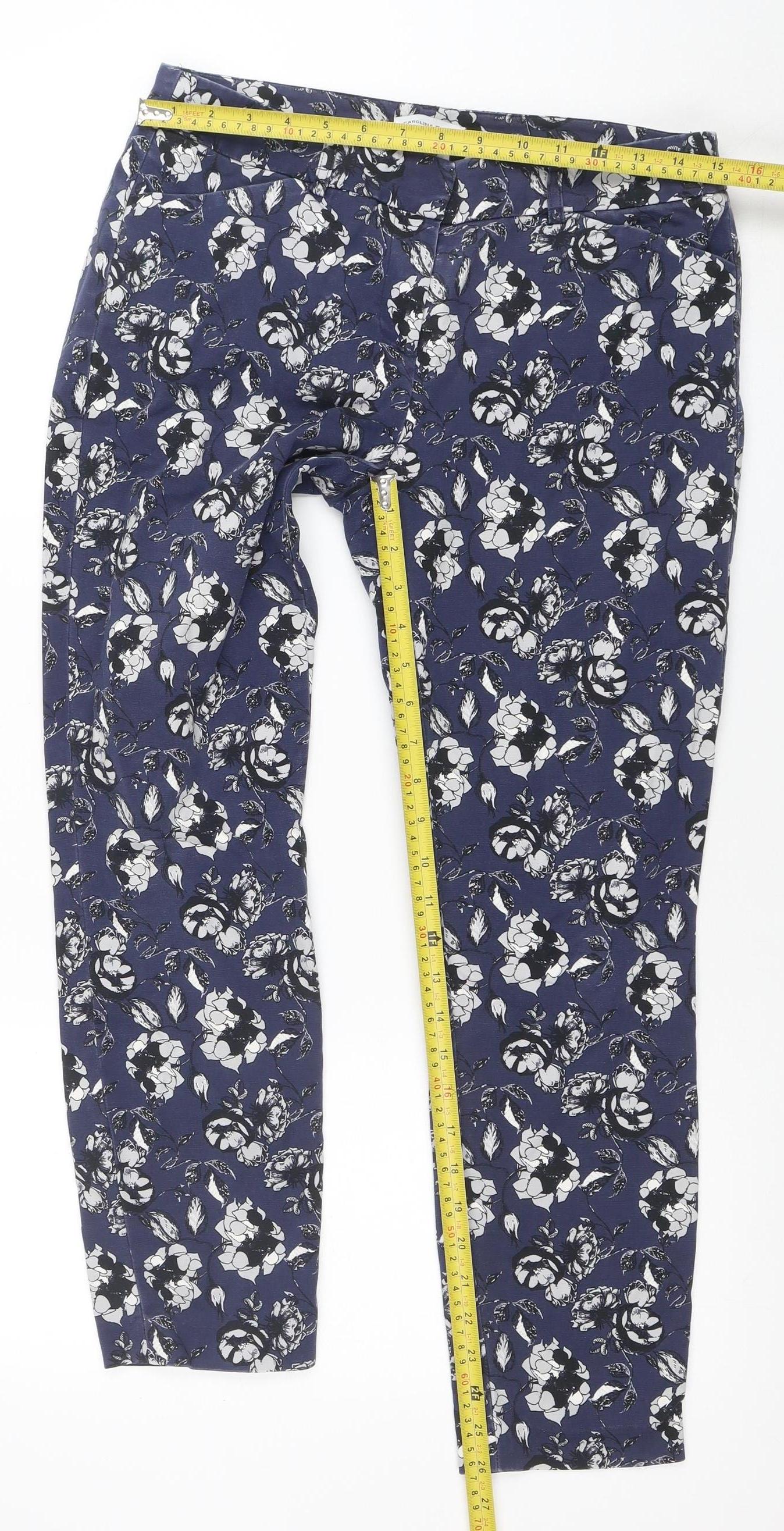 Carolina Belle Women Blue Floral Straight Trousers Size 10